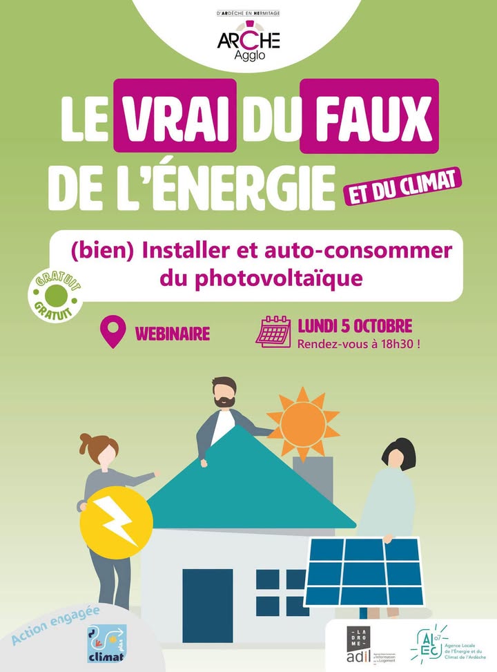 #CLIMAT  ARCHE Agglo | (Bien) installer et autoconsommer du photovoltaïque